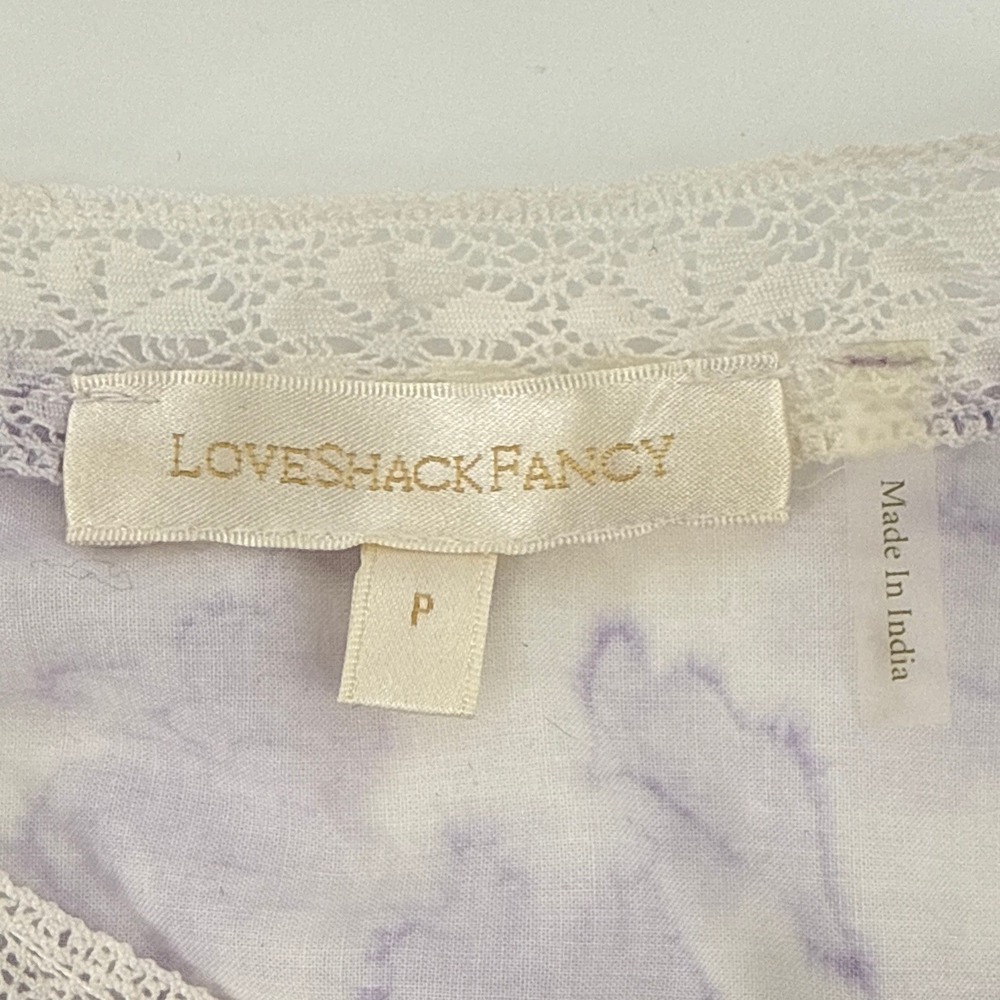 LoveShackFancy Lavender Purple Tie Dye Crochet‎ Lace Cotton Maxi Dress Petite P - Picture 8 of 12